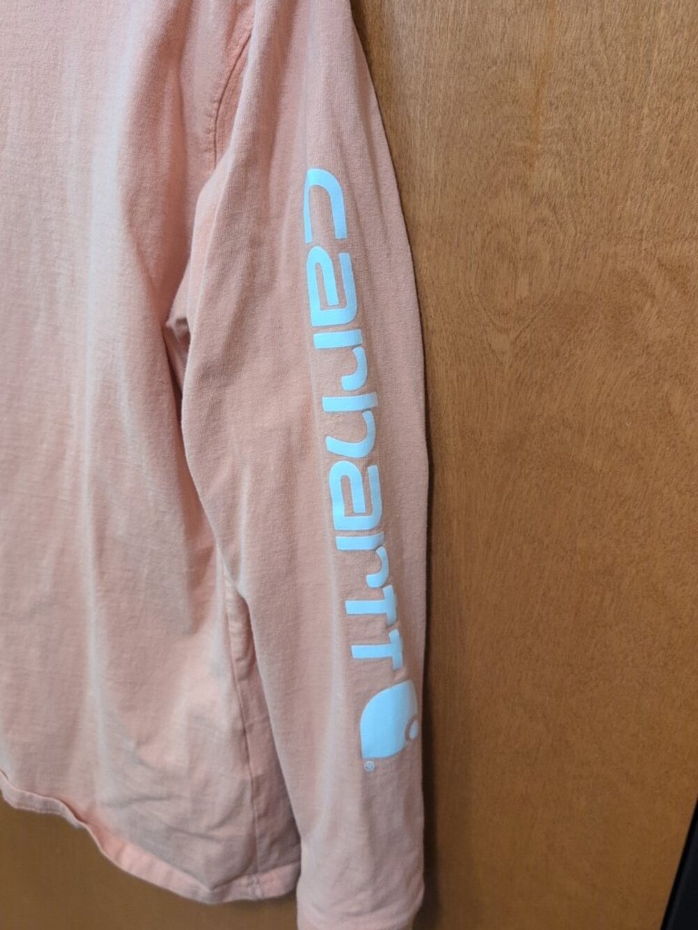 Carhartt Shirt Youth L Loose Fit Salmon Long Sleeve Tee Solid Crew Neck Workwear - Picture 3 of 7